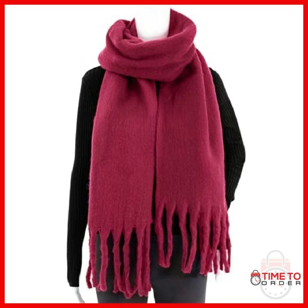 Oversized Winter Scarf Chunky Blanket Wrap Thick Warm Polyester - Picture 4 of 7